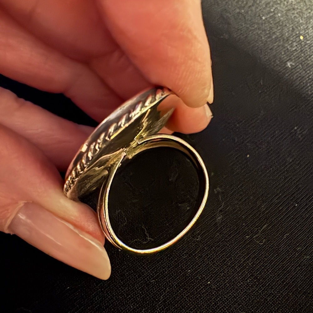 Vintage abalone  and sterling silver ring. Size 6 - Picture 7 of 8
